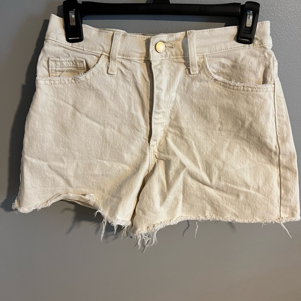 Universal Thread Cream Jean Shorts Distressed Raw Hem